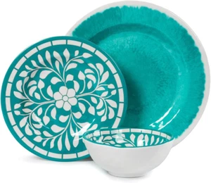 Melamine Dinnerware Sets -12 Piece Plates and Bowls Set for Indoor and Outdoor U - Picture 1 of 9
