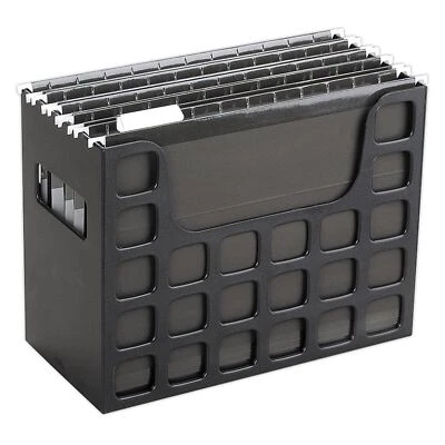 Portable Black Filing System with 5 Hanging Folders and Clear Tabs Foto 1 de 4