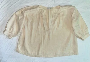Madewell- brand: 100% Cotton LS V- Neck Relaxed Tunic Blouse Top: Cream, XL - Picture 1 of 7