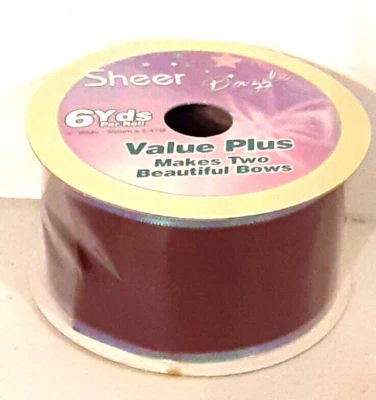 Horizon Fabrics Sheer Dazzle Burgundy Ribbon 6 Yards x 2 Inches Makes 2 Bows NEW - Image 1 of 2