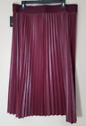 Simply Vera Wang Pleated Faux Leather Skirt Maroon Red Women size XXL *FLAW* NEW