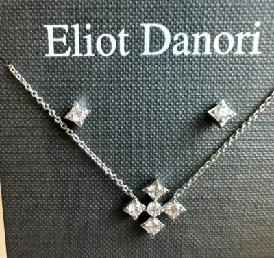 Nuevo Juego de Collar y Pendientes Cruz Circonita Cúbica Eliot Danori Placa de Rodio Foto 1 de 4