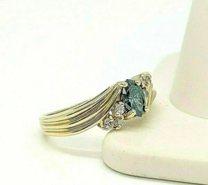 Radiant Blue Marquise Center Diamond Ring 14KT Yellow Gold  - Picture 1 of 6
