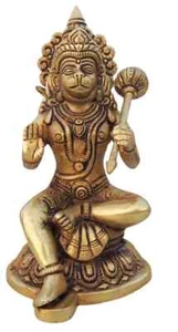 Brass Hanuman Ji Statue Bajrangbali Idol Figurine Hindu Sculpture 8 inch - Picture 1 of 3