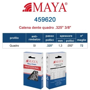 Catena Motosega .325" - 1,3 Mm .050" - 72 Maglie Prof. Quadro Con Antirimbalzo - Foto 1 di 1