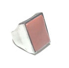 VINTAGE DONNA SHARP FAUX CORAL STAINLESS STEEL RING, SIZE 6.75