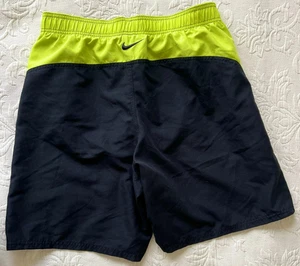 Nike Men Swim Trunks Shorts Mesh Lined Drawstring Pockets LOGO Black/Lime Large - Picture 1 of 12