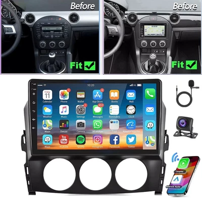 Radio estéreo de coche Android 14 GPS navegación CarPlay + cámara para Mazda MX-5 Miata 2005-2014 Foto 1 de 4