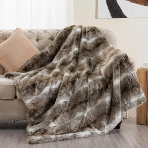 Asoran Luxury Faux Fur Throw Blanket, 60''x80'' Super Soft Warm Cozy Decorative - Picture 1 of 1