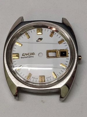 ENICAR AUTOMATIC CASE &DAIL CAL NO.AR-167 CROWN AT-3 O'CLOCK DAY/DATE ON-3 A-565 - Image 1 of 4