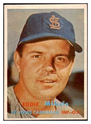 1957 TOPPS #350 EDDIE MIKSIS CARDINALS EX-MT SET BREAK 525311 (KYCARDS) - Image 1 of 2