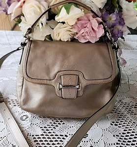Coach Taylor Flap Shoulder Crossbody Bag 25206 Champagne Leather Medium - Picture 1 of 10