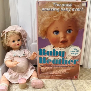 VINTAGE MATTEL 1987 BABY HEATHER ELECTRONIC DOLL RARE NOT WORKING ROUGH IN BOX - Picture 1 of 24