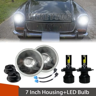 2pcs 7 inch Round LED Headlight Hi/Lo Beam H4 for MG Midget 1969 1970 1971-1979 - Image 1 of 4