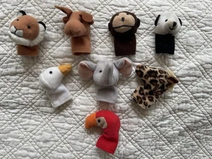 IKEA Titta Djur 8 Fabric Finger Puppets - Elephant Monkey Parrot Lion Duck EUC - Picture 1 of 3