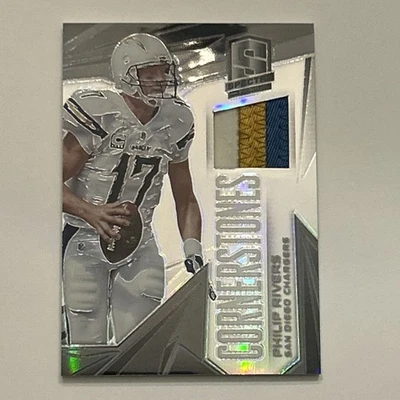Philip Rivers,S/N 3/5 黑色 PRIZM 贴片,2014 帕尼尼 Spectra CORNERSTONES FB。 — 第 1/3 张图片