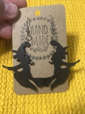 Witch On Broom Earrings NEW Halloween - Image 1 of 4