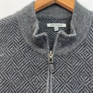 Johnston Murphy Sweater Men  XXL Merino Wool Gray Quarter Zip Pullover - Picture 1 of 11