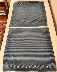 RALPH LAUREN Euro Pillow Shams 30” Cote D’Azur Collection Blue Wht Stripe Set~2 - Picture 1 of 10