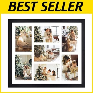 Versatile 7-Opening Black Wood Collage Frame for 4x6 Photos – Gift-Ready Design - Picture 1 of 9