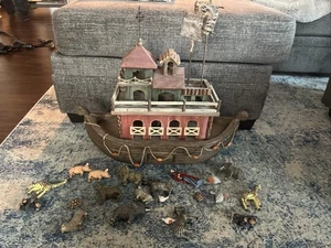 Vintage Arche Noah großes Holzset Polyresin 20 Tiere & Noah Sam's Club - Bild 1 von 13