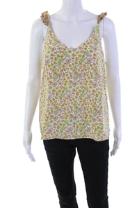 Scotch & Soda Damen Tanktop Blumen U-Ausschnitt Rüschen ärmellos beige Größe M - Bild 1 von 7