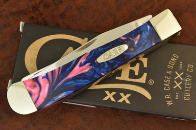 CASE XX USA 2025 PINK & BLUE SWIRL KIRINTIE FULL SIZE TRAPPER KNIFE 9254 SS - Image 1 of 4
