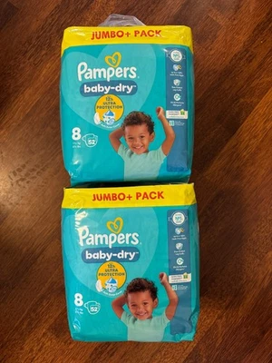 Pampers Baby-Dry Talla 8, 104 Pañales, 17kg+, Pack Mensual Foto 1 de 4