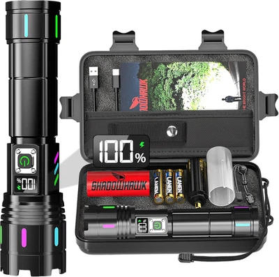 Linterna Recargable 2000LM 30W LED Pantalla LCD Alcance 3937 ft USB C Camping - Imagen 1 de 4