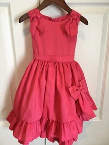 Toddler Girl's Coral Sugar Plum Party Dress, Size 2T with Large Bow - Picture 1 of 9