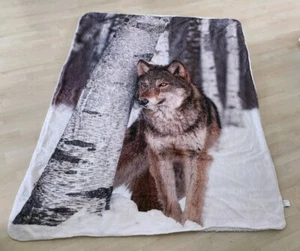 Tagesdecke, Wohndecke, Plüschdecke, Motiv Wolf ca. 127,5 x 173,5cm, Kuscheldecke - Bild 1 von 8