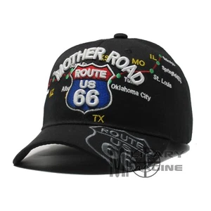 3D Route 66 Mother Road Map and signs Black Hat Ball Cap USA Headwear - Picture 1 of 5