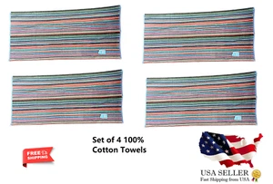 4 Pack Striped 28" x 53" 100% Cotton Extra-Absorbent Beach Towels New Free Ship - Picture 1 of 4