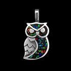 925 Sterling Silver Owl Pendant with Galaxy Opal
