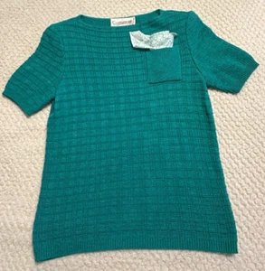 Castleberry London New York Short Sleeve Green Sweater pocket scarf 10 USA - Picture 1 of 10