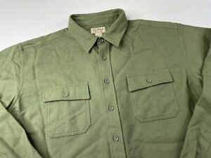 LL Bean Shirt Mens XXL TALL Heavy Chamois Shirt Flannel Button Down Green 187924