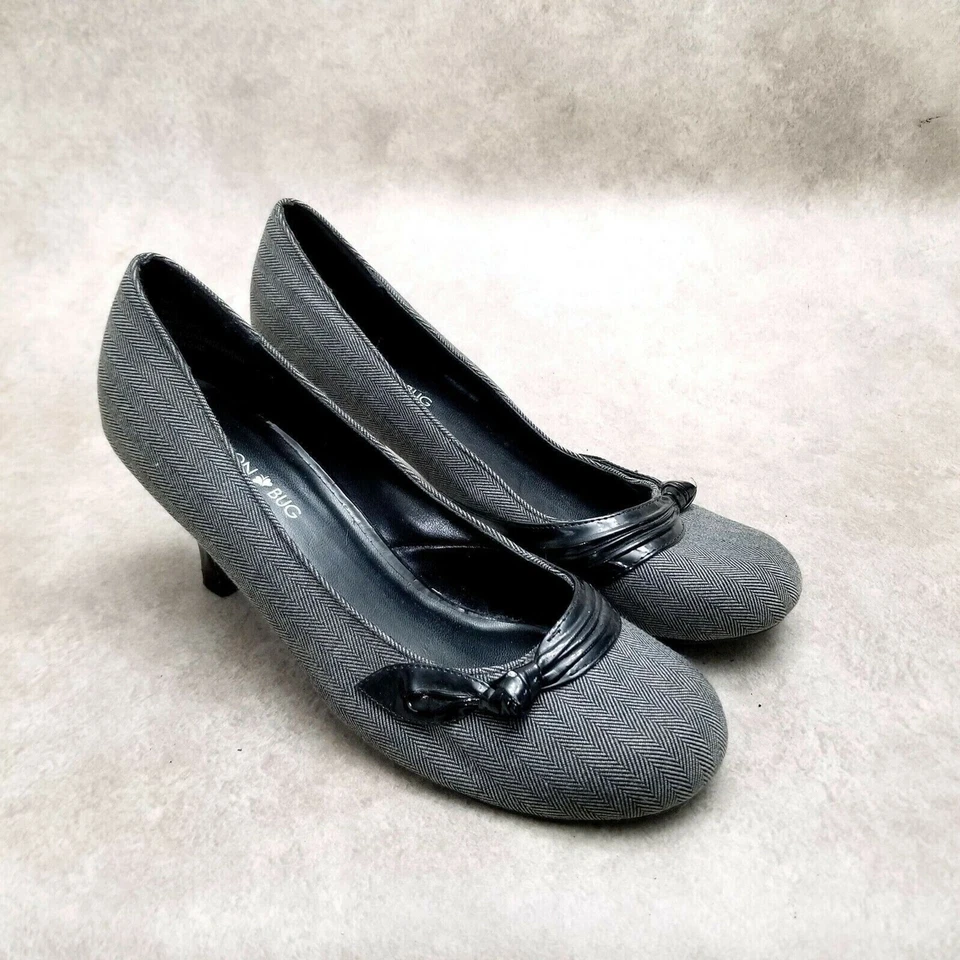 Fashion Bug Womens  442356 Size 9 Gray  Fabric Slip On 3" Heel Pumps - Image 1 of 4