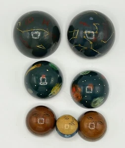 4 Rare Wooden Astrological Planetary Solar System Nesting Spheres Sun Moon Stars - Picture 1 of 12