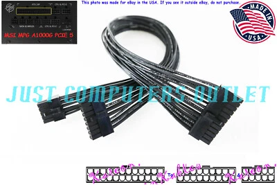 🔥"Custom" 24" MSI PCIE5 (20+4) Pin to (18+10) Pin ATX Power Supply Cable - Image 1 of 4