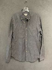 Club Monaco Mens Linen Shirt Gray Size Medium Slim Fit Button up Long Sleeve - Picture 1 of 5