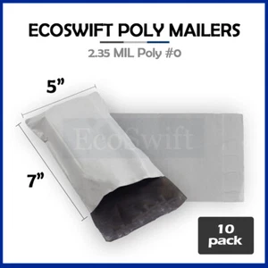 10 5 x 6 ECOSWIFT WHITE POLY MAILERS SHIPPING ENVELOPES SELF SEAL BAGS 2.35MIL - Picture 1 of 4