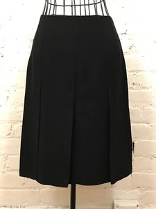 Vintage Women Bebe Black Wool Blend Pleated Car Wash Pleats Skirt Size 2 - Picture 1 of 12