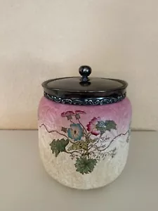 English Furnivals Keramik Keks Keksdose mit Silberdeckel 1880’er alt! - Bild 1 von 5