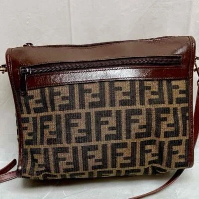 Vintage Fendi Zucca Brown Canvas Shoulder-Crossbody Bag 10in x 8in x 3.5in - Image 1 of 4