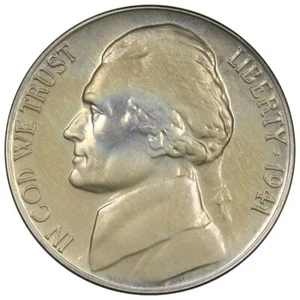 1941 Proof Jefferson Nickel BU+ Brilliantly Uncirculated Toned Coin A1627 - Picture 1 of 2