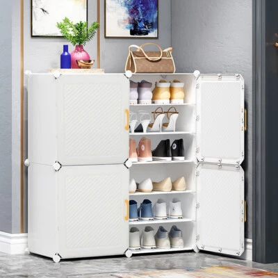 6-12 Cubes Plastic Shoe Storage Cabinet Portable Shoe Storage Organizer Cupboard - Image 1 of 4