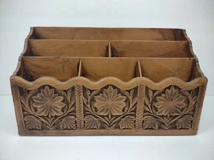 Vintage Lerner Letter bill Holder Organizer Mcm Faux Wood Plastic Boho desk - Picture 1 of 10