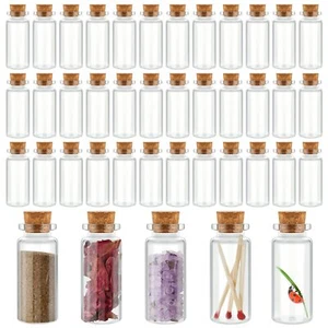100 Pcs Mini Glass Bottles Small Glass Jars with Wood Cork Stoppers Tiny Wish... - Picture 1 of 7