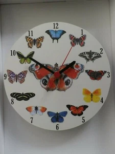 19cm Round Peacock / Butterfly Breeds Wall Clock. New & Boxed - Picture 1 of 1