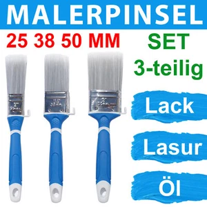 3-teiliges Pinselset 25mm 38mm 50mm ideal als Lasurpinsel Lackierpinsel Lackpinsel Profi Malerpinsel Flachpinsel